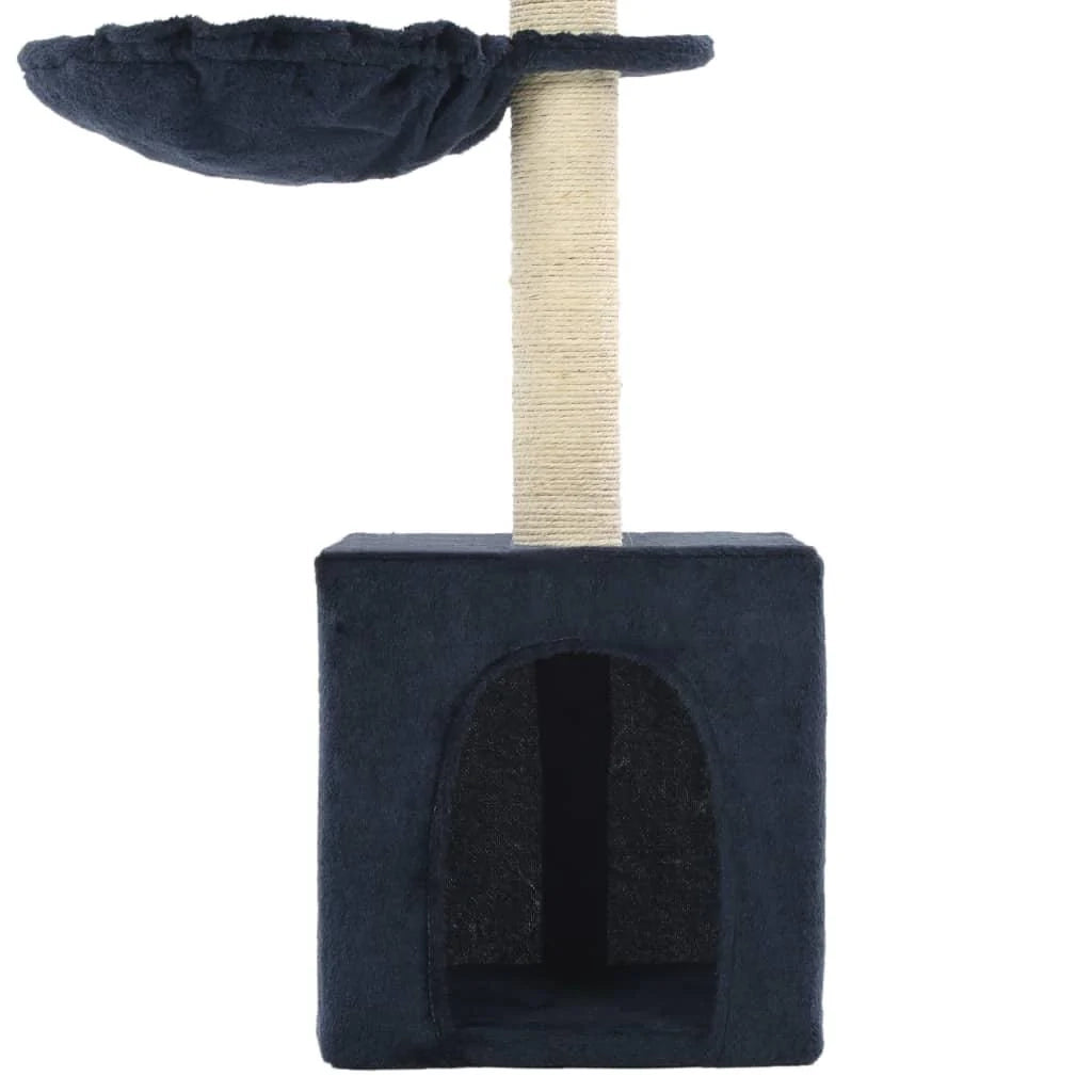 Tiragraffi albero per gatti cuccia per gatti peluche in sisal 105 cm blu 3702099