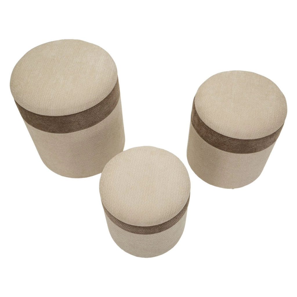 Set di 3 pouf contenitore stile nordico