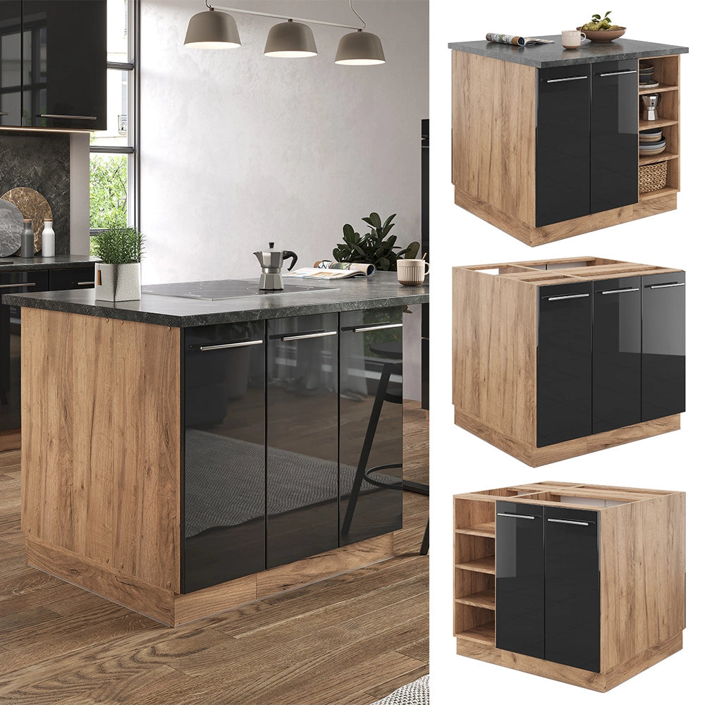 Isola cucina Fame-Line Antracite lucido/Rovere dorato 90 cm senza piano di lavoro Vicco
