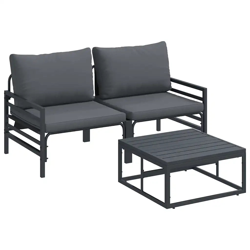 vidaXL Set Divano da Giardino 3 pcs Antracite Acciaio