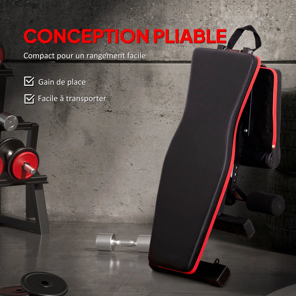 Sedia da fitness regolabile ¨C zephmum ¨C nero e rosso 130x34x109 cm