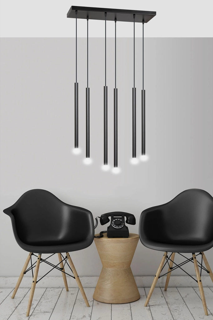 Lampadario Emibig Selter 6 Nero 6xG9 metallo 59cm H120cm