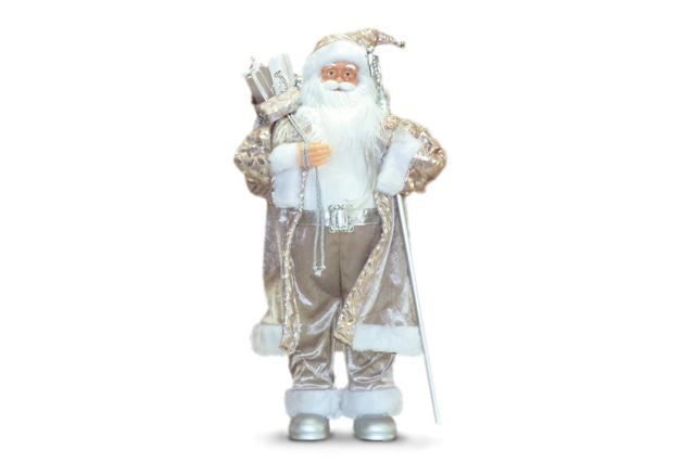 Decorazione Casa Natalizia Babbo Natale con Carillon Bianco 50 cm