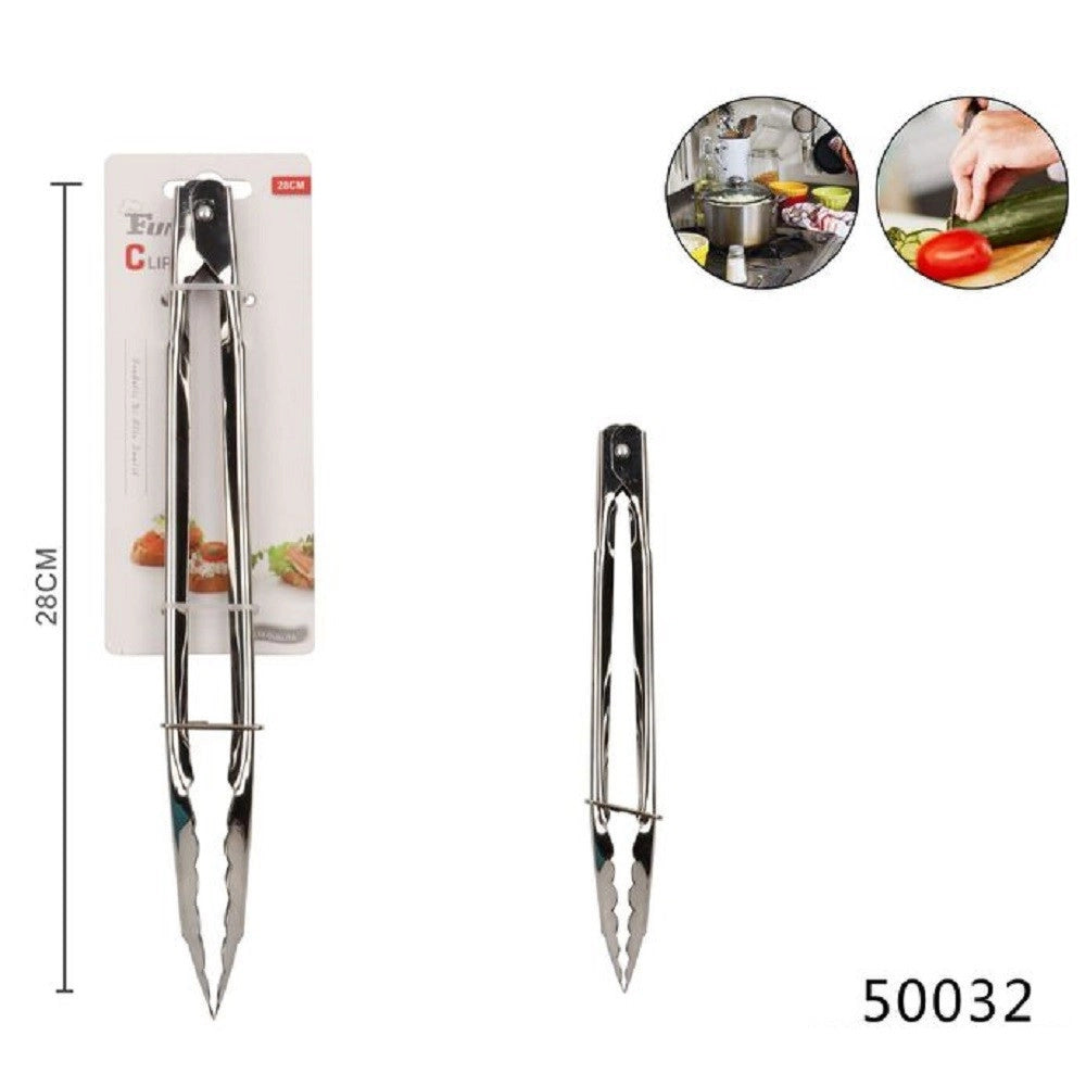 Trade Shop - Pinza Per Servire 12" 28cm In Acciaio Da Cucina Per Carne Insalata Pesce 50032 -