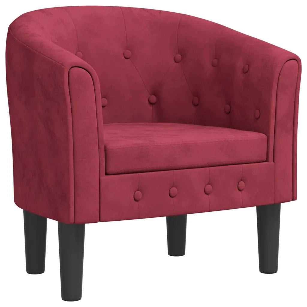 vidaXL Poltrona Cabriolet Rosso Vino in Velluto