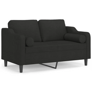 Divano | Divano da soggiorno | Sofa a 2 Posti con Cuscini Nero 120 cm in Tessuto