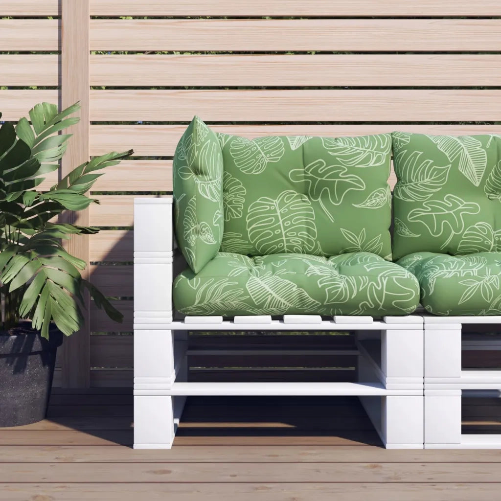 Cuscini per Pallet 3 pz Motivo a Foglie in Tessuto Oxfordcod mxl 71612