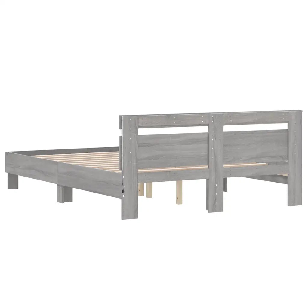 Giroletto con Testiera e LED Grigio Sonoma 140x200 cm 3207551