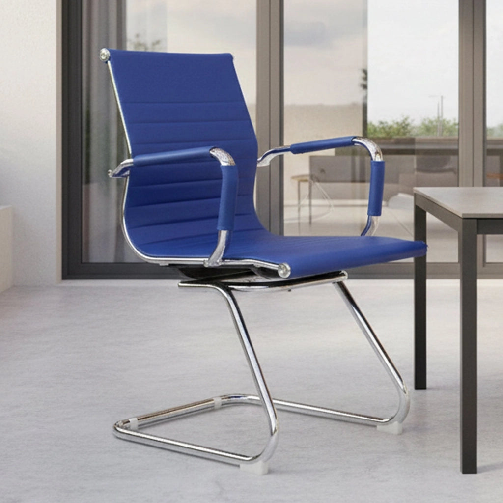 Sedia da ufficio Dfusett, Sedute sala da attesa con braccioli per ufficio, Seduta ergonomica da attesa, 62x54h89 cm, Blu