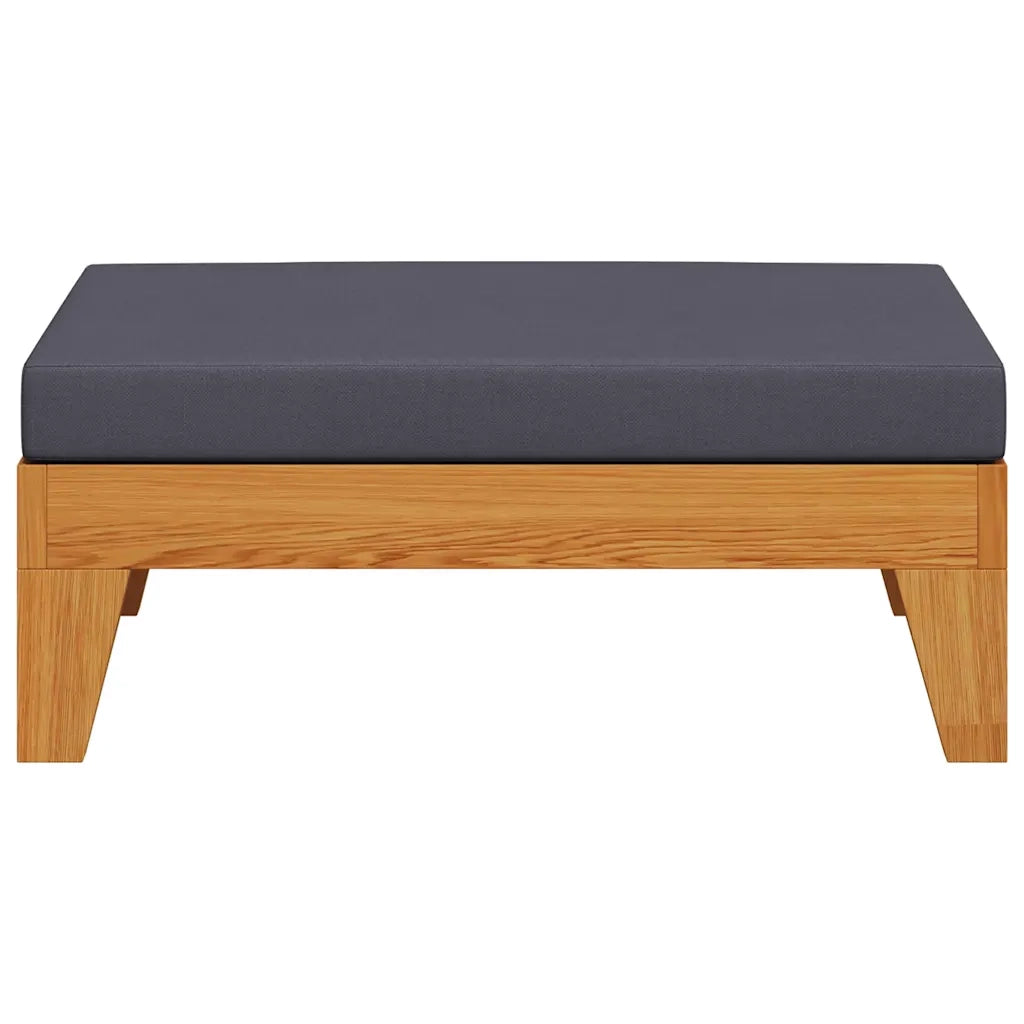 Poggiapiedi Modulare Cuscino Grigio Scuro in Massello d'Acacia 312153