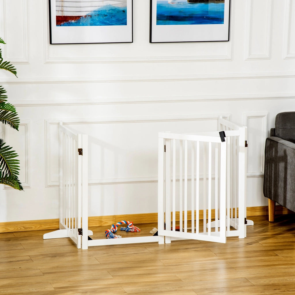 Barriera per Cani Pieghevole con Porta e Chiusura di Sicurezza ¨C zephmum ¨C Bianco 237.5x36x80 cm
