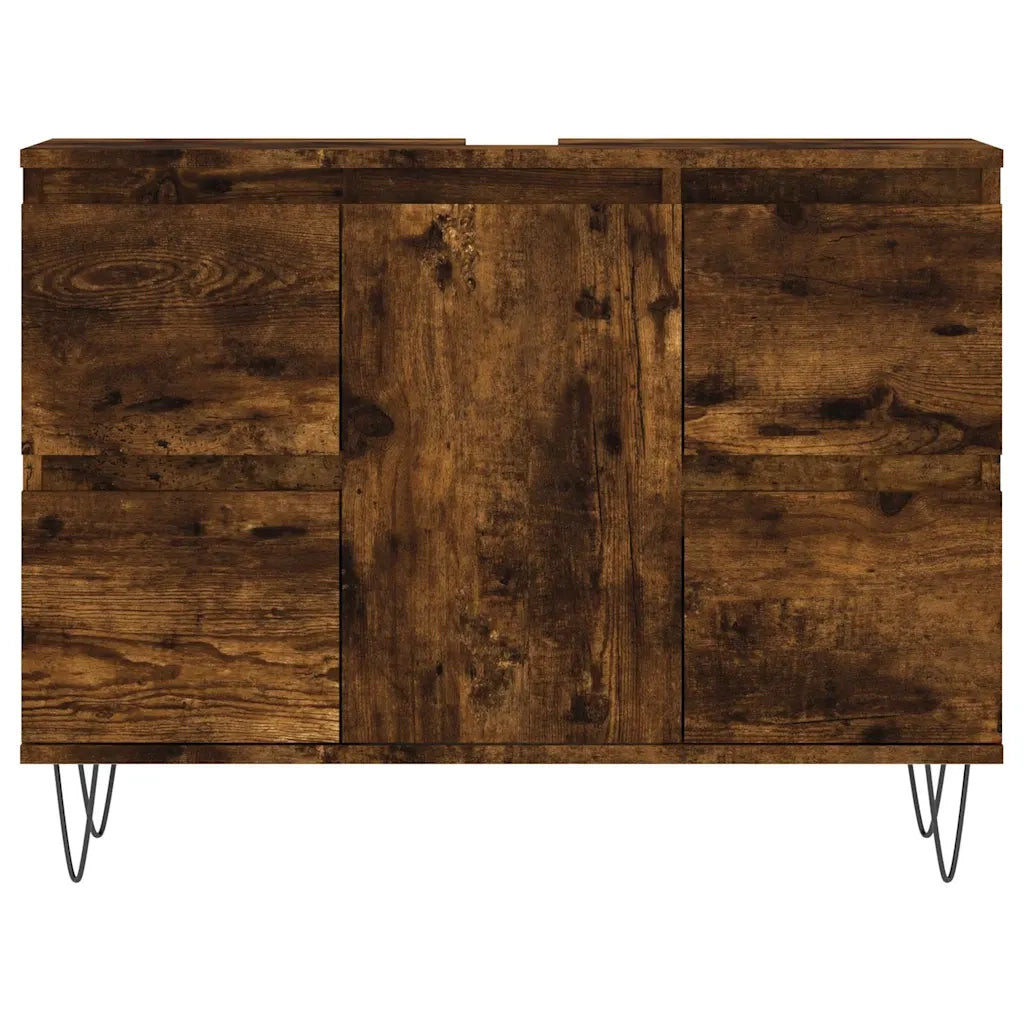 Armadietto Bagno Rovere Fumo 80x33x60 cm in Legno Multistrato 831657
