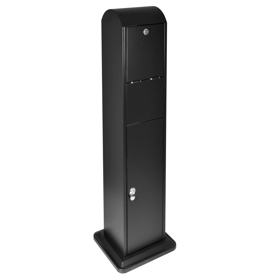 Posacenere a Colonna con Cestino 34,5x119,5x31 cm in Metallo Nero Opaco 14L per Interno Esterno