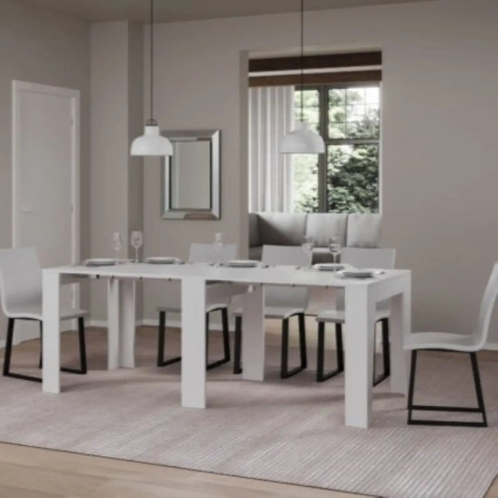 Consolle allungabile 90Ã—25/181 cm Narrow Bianco Frassino