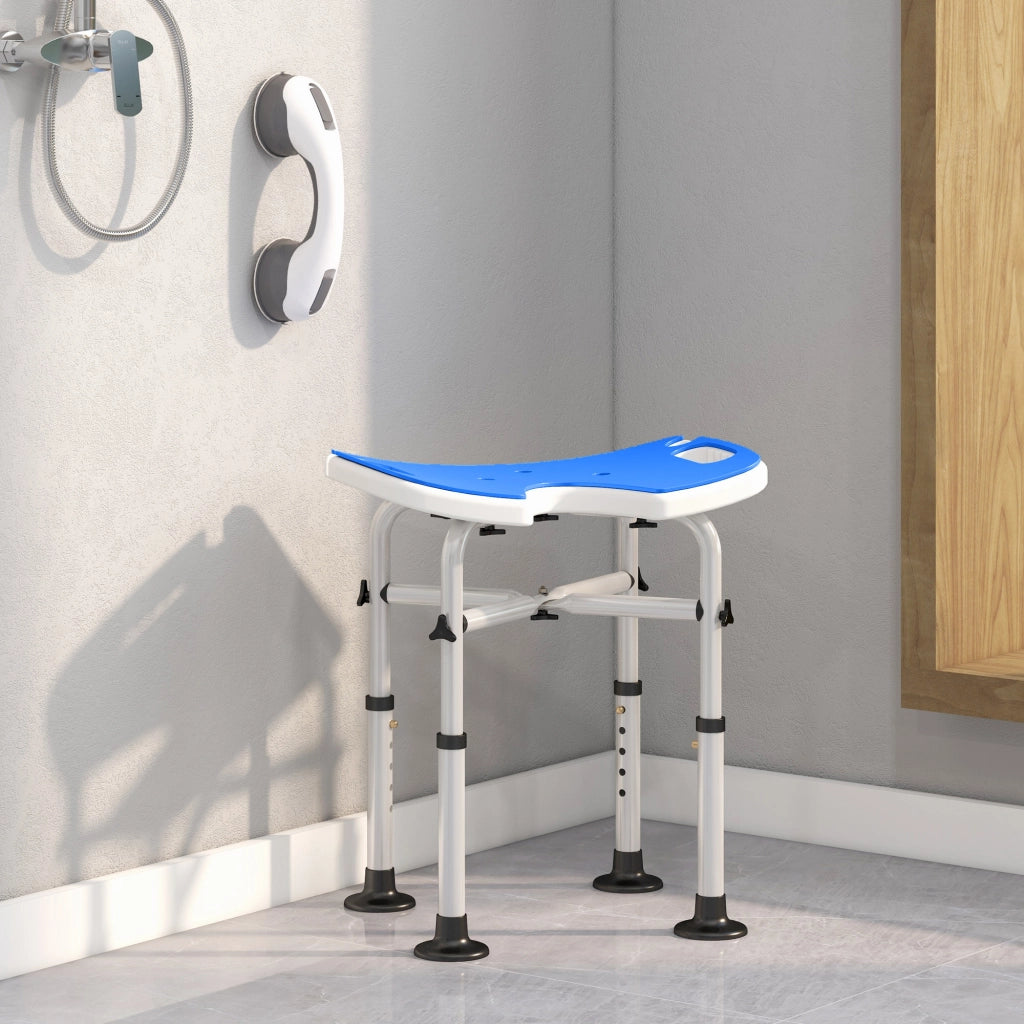 Sedia da doccia antiscivolo con maniglione ¨C zephmum ¨C Blu, regolabile
