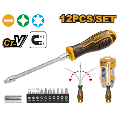 SET 12 PZ CACCIAVITE FLESSIBILE C/INSERTI