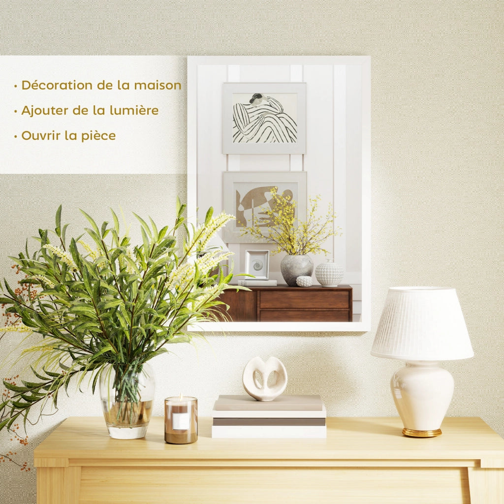 Specchio rettangolare da parete 60x40 cm ¨C Xylo ¨C Cornice in legno bianco