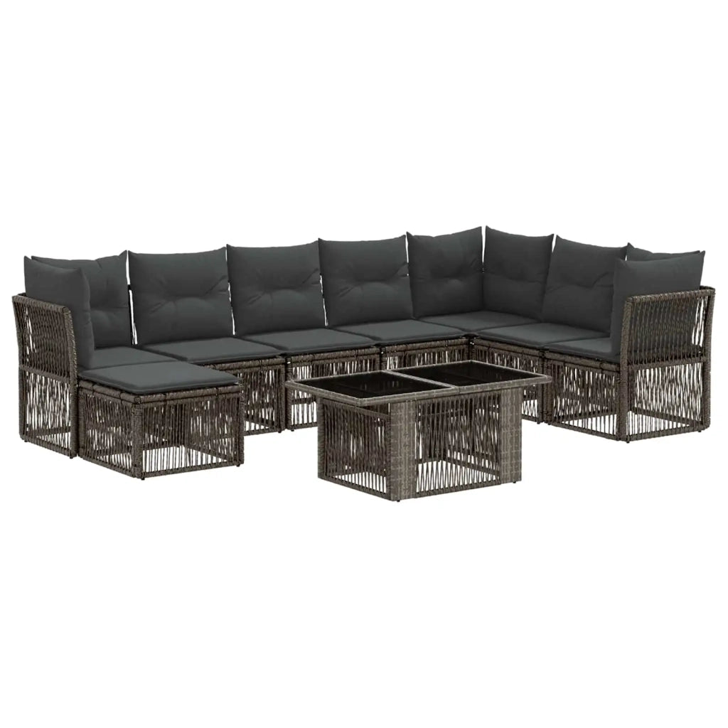 Set Divano da Giardino 9 pz Grigio polyrattan 3436514