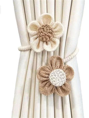 Porteveli a mano - 4 pezzi - Cotone Lino - Flessibili - Stile Boho - Beige/Kaki - 53 cm Lunghezza - Porteveli con cintura