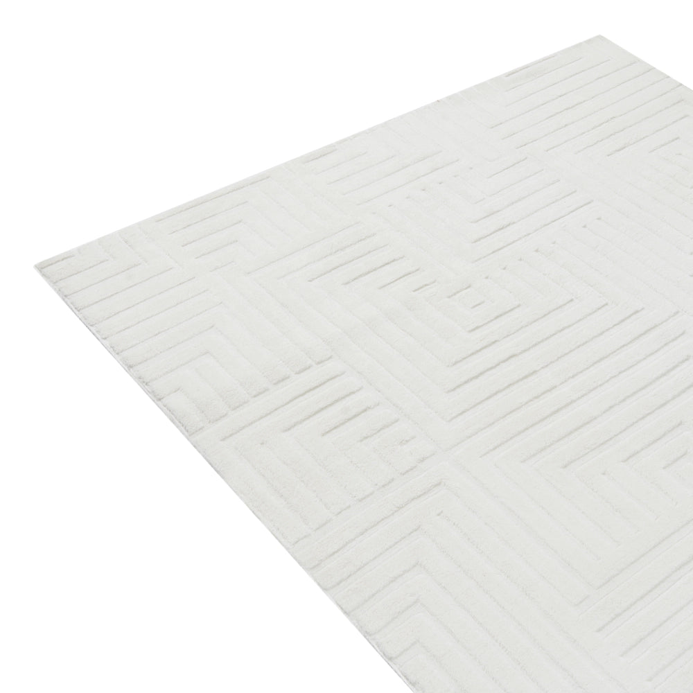 Tappeto da salotto rettangolare in jacquard, 160 x 160 cm, a pelo corto bianco sporco Stile Moderno