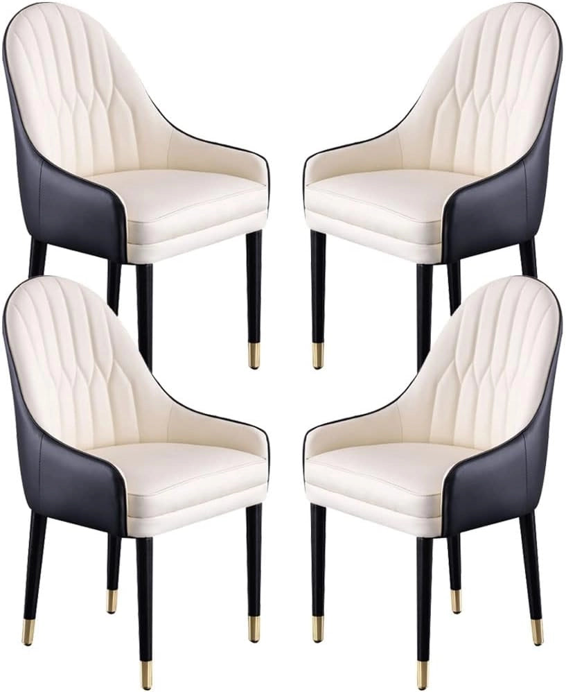 Set di 4 sedie da pranzo in pelle di microfibra, con schienale ergonomico e gambe in legno di faggio per bancone, salone, reception, cucina