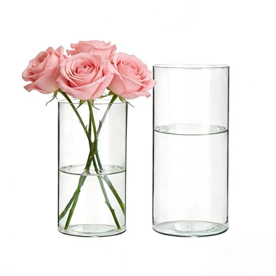 Vaas Acrilica Transparente - Vaso Cilindrico Decorativo Moderne - 10x25cm & 12x30cm