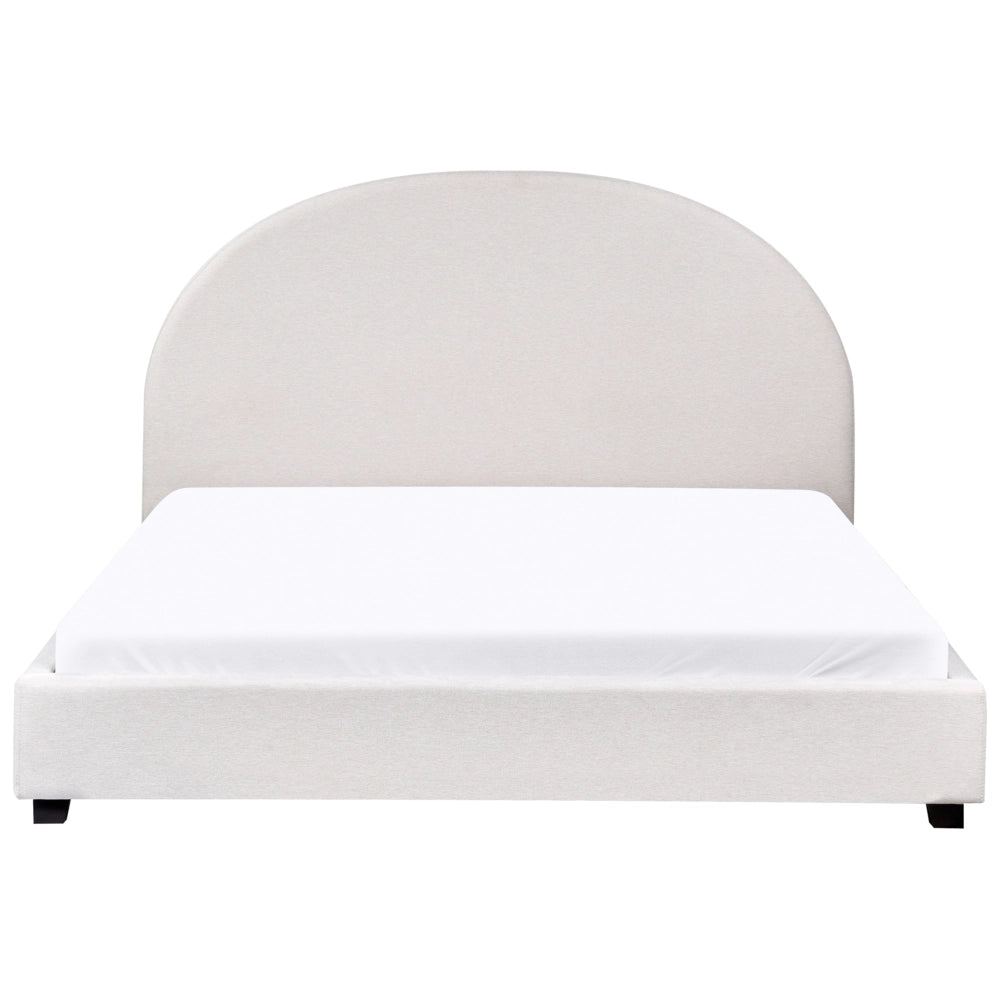 Letto matrimoniale ad acqua in tessuto bouclè bianco sporco 160 x 200 cm retrò minimalista