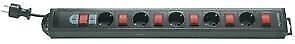 REV 5 sockets w. individual s., 3,7m Nero 250 V