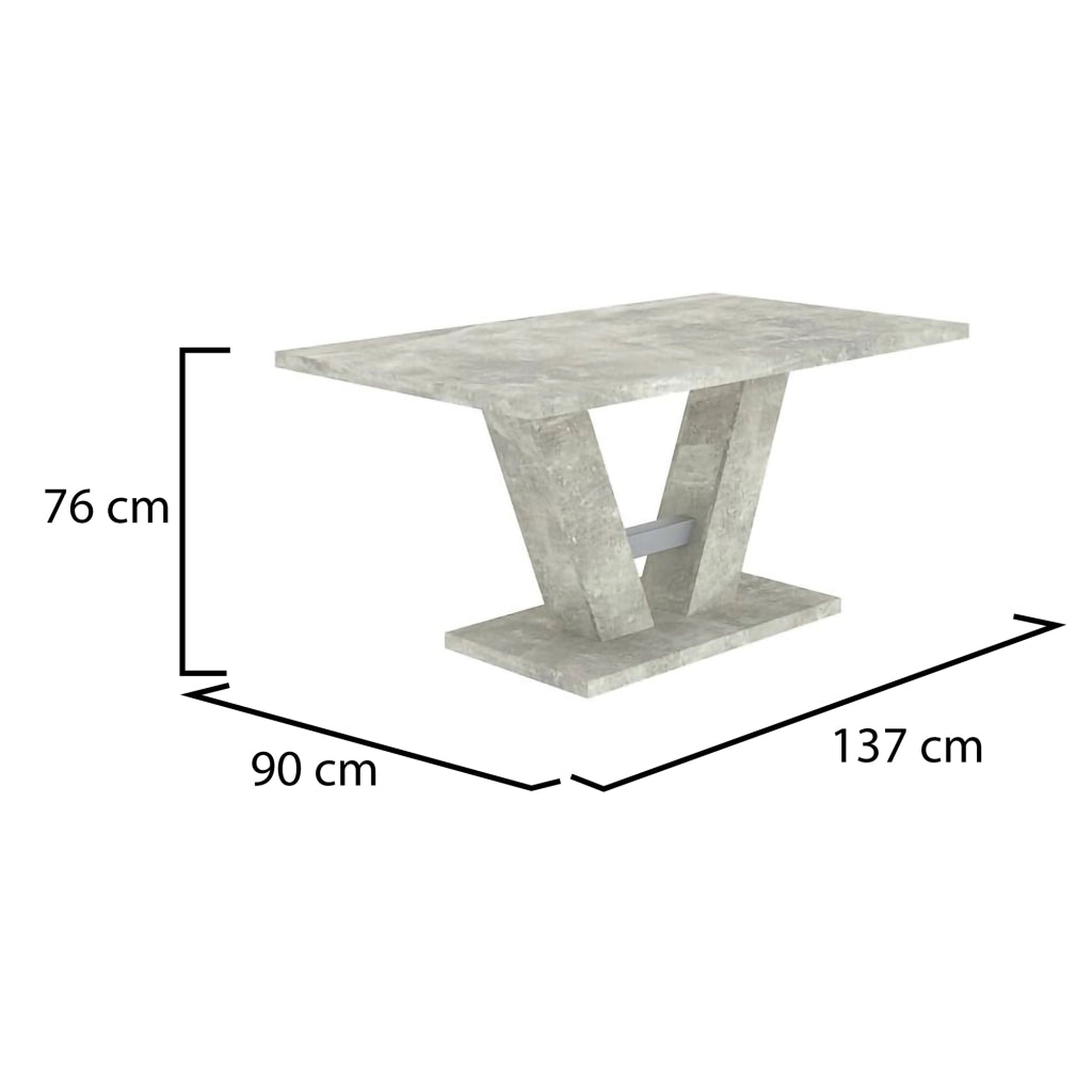 Liteneso, Tavolo Fisso 6 Posti, 137x90x76h cm Grigio Cemento
