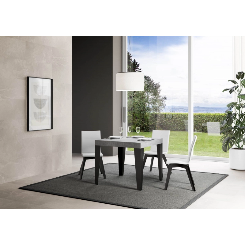 Tavolo allungabile 90x90/246 cm Flame telaio Antracite - Cemento