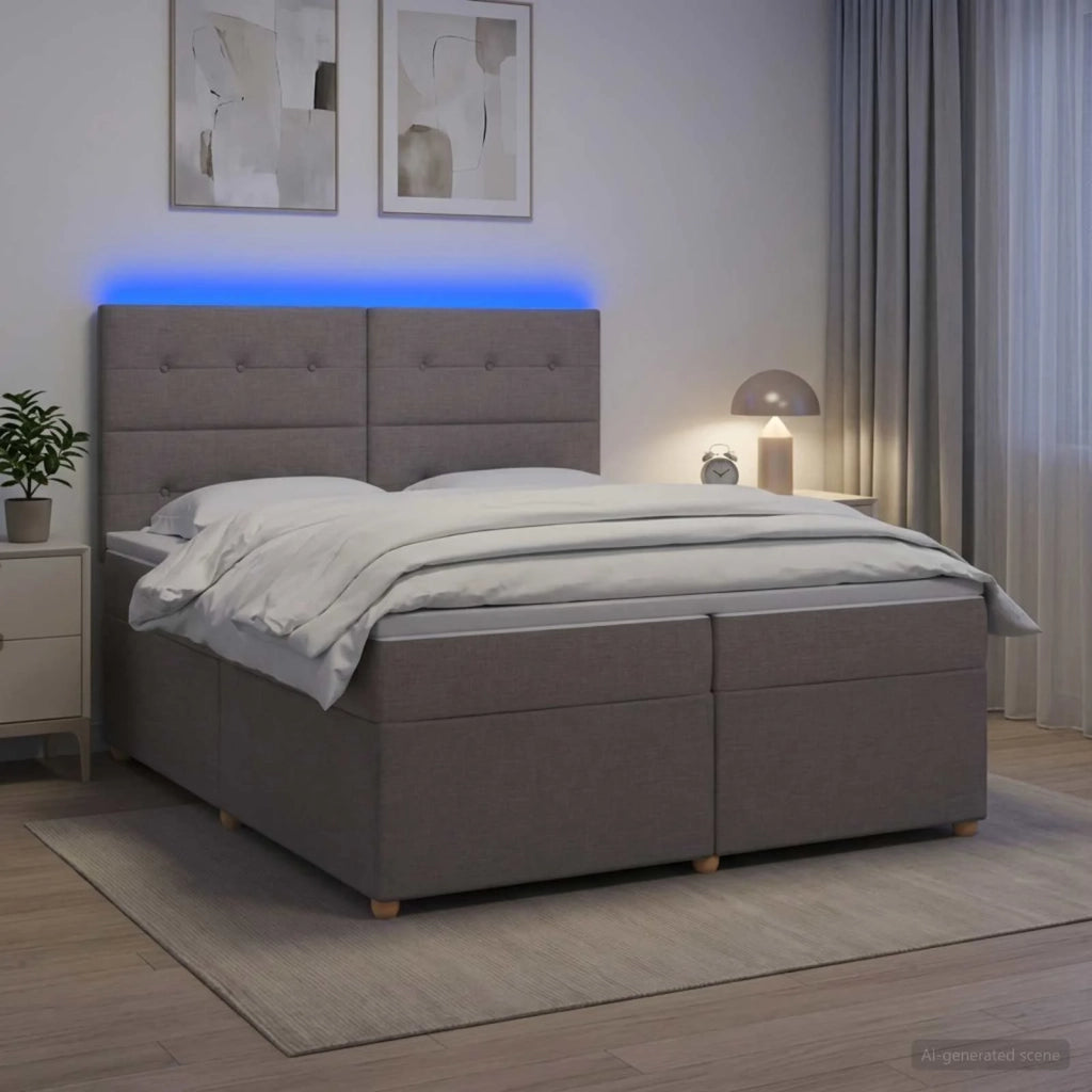 Letto box spring con materasso Tortora 200 x 200 cm Tessuto 3455431