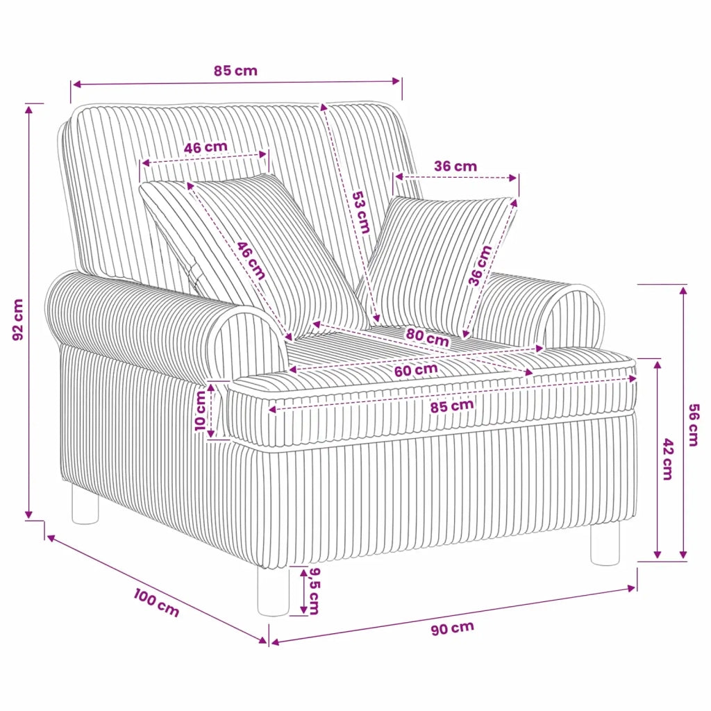 Poltrona XL con Cuscini Grigio Scuro Tessuto a 1,5 linee 42043477