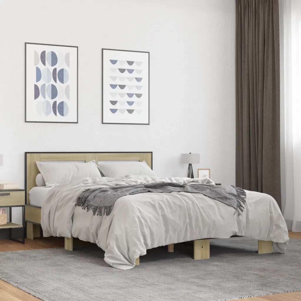 Giroletto-Struttura Letto Rovere Sonoma 120x200 cm in Legno Multistrato Metallo 909768