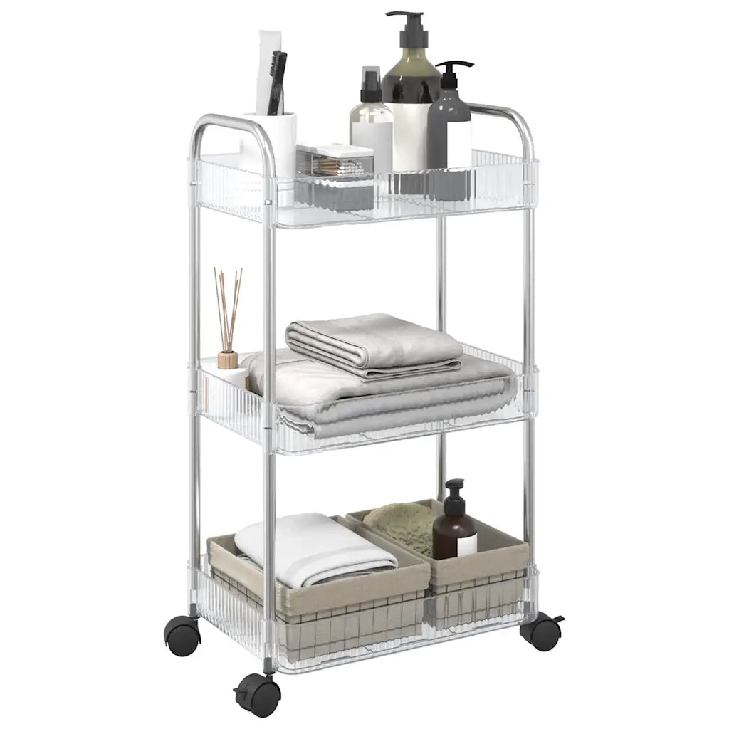 Carrello Portaoggetti a 3 Livelli 37x28x68 cm in Acrilico 4012377