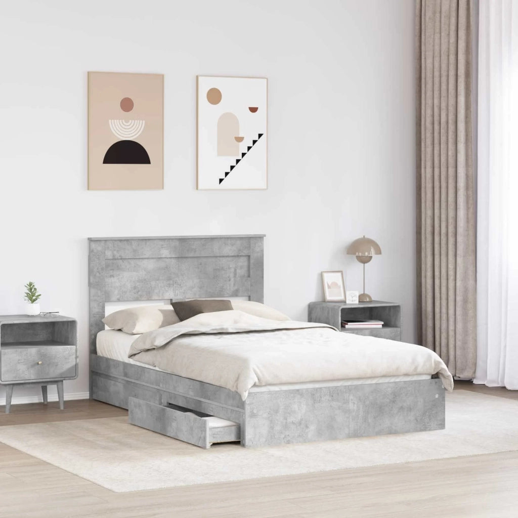 Letto con Contenitore con testiera Grigio cemento 135 x 190 cm 3409920