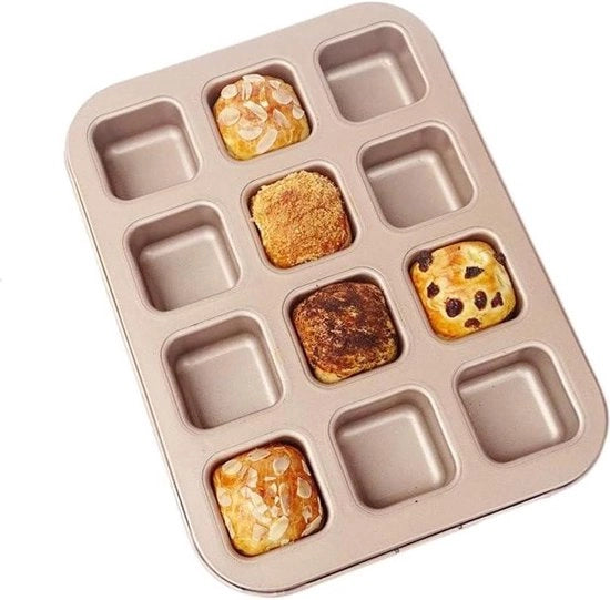 Panno per Cupcake Mini a forma quadrata 12 Cup - Ideale per la preparazione di muffins o cupcake con rivestimento antiaderente