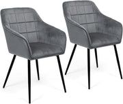 Set di 2 sedie da pranzo MADY in velluto grigio chiaro