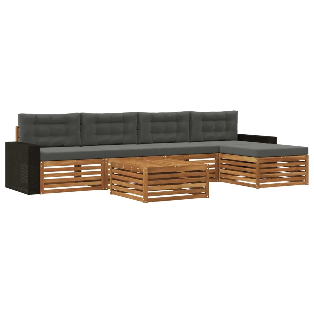 Set di divani da esterno 6 pz Naturale e Antracite Poliestere 3383275