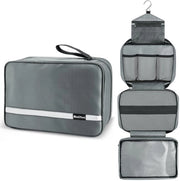 Toilettas adesivi per bagagli [Impermeabile] - Borse da viaggio grandi per viaggiatori, business, fitness, nuoto | Borsa cosmetica per signore e signore con 4 tasche | Toilettas pieghevoli e compatte (Grigio)