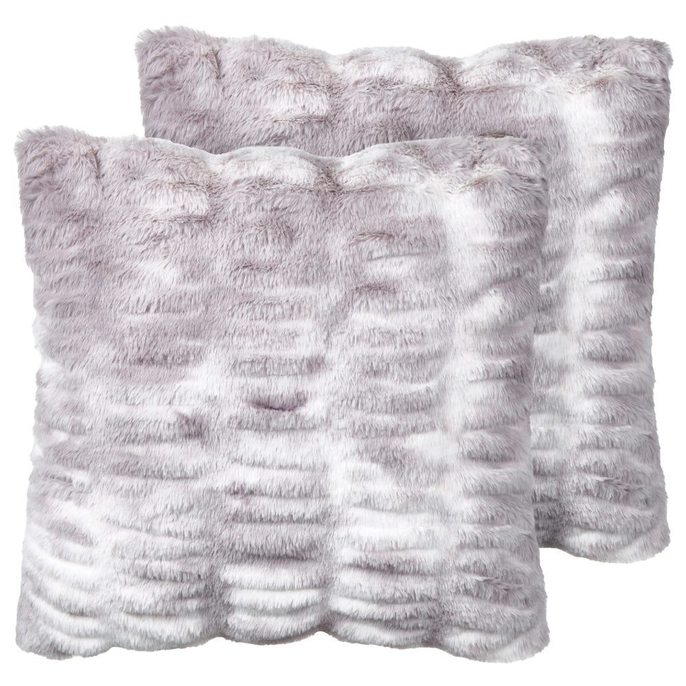 Set di 2 cuscini decorativi in pelliccia ecologica grigio chiaro 45 x 45 cm Morbidi e soffici cuscini sparsi