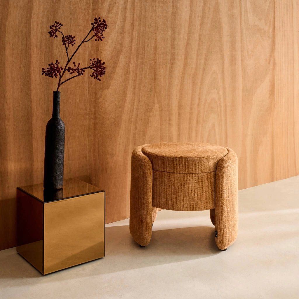 Pouf contenitore in tessuto, ruggine