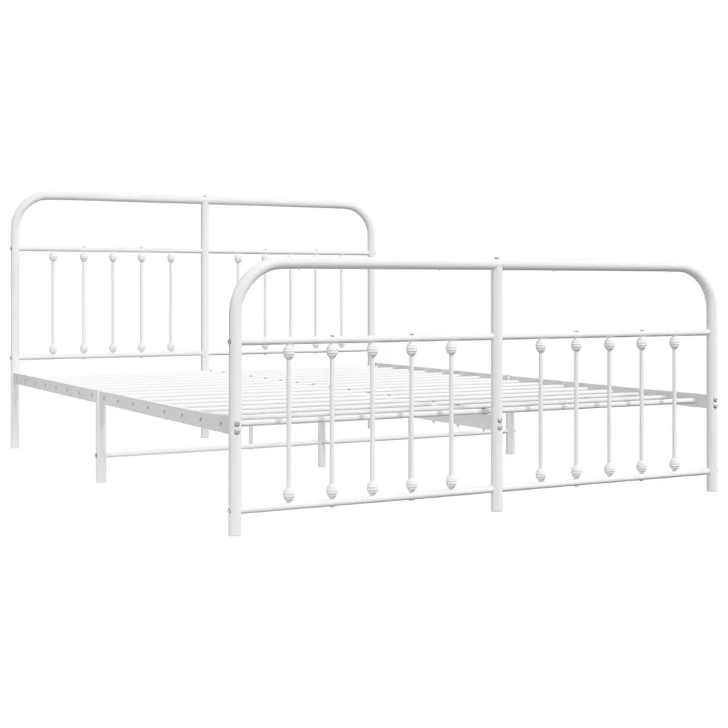 Giroletto con Testiera e Pediera-Struttura Letto Metallo Bianco 183x213 cm 406263