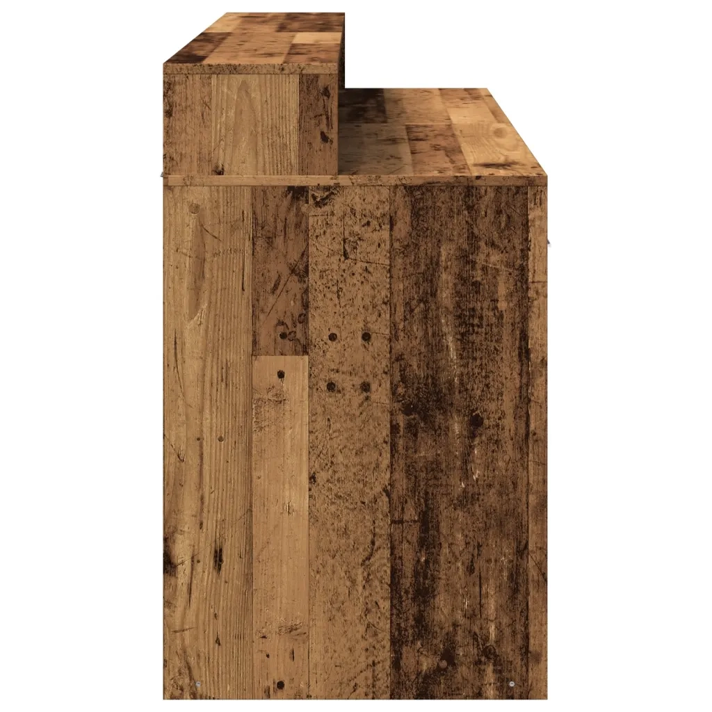 Scrivania con Luci LED Legno Antico 140x55x91 cm in Multistrato
