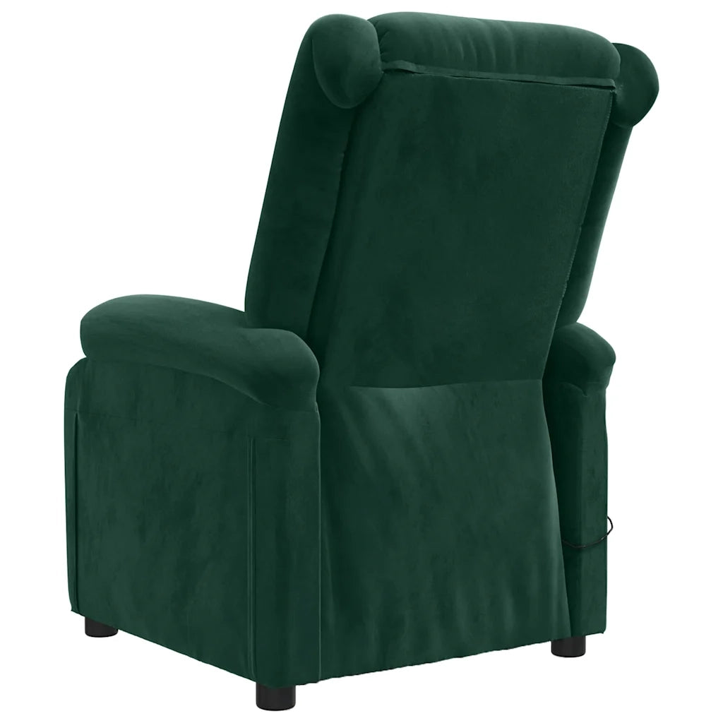 Poltrona Massaggiante Verde Scuro in Velluto