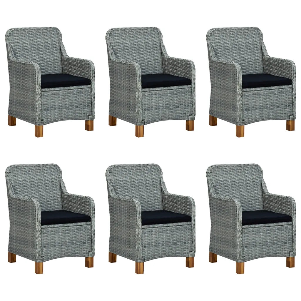 Set Pranzo da Giardino 9pz con Cuscini Polyrattan Grigio Chiaro cod mxl 52861