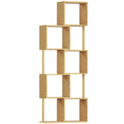 Libreria Moderna Asimmetrica a 5 Livelli 62,5x23x165 cm in Bambù Colore Legno Naturale
