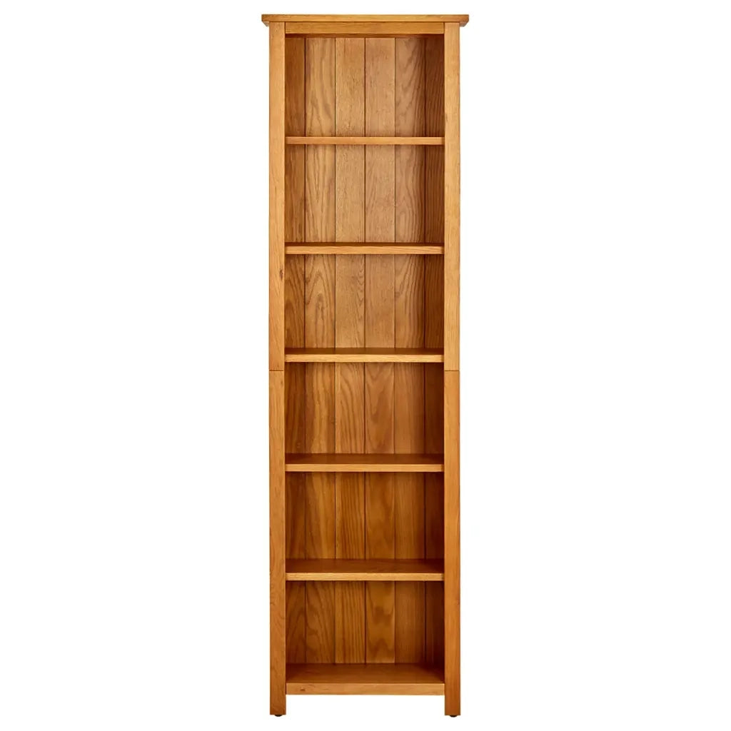 Libreria a 6 Ripiani-Scaffale per Libri-Mobile di Stoccaggio 52x22x180 cm in Legno Massello di Rovere