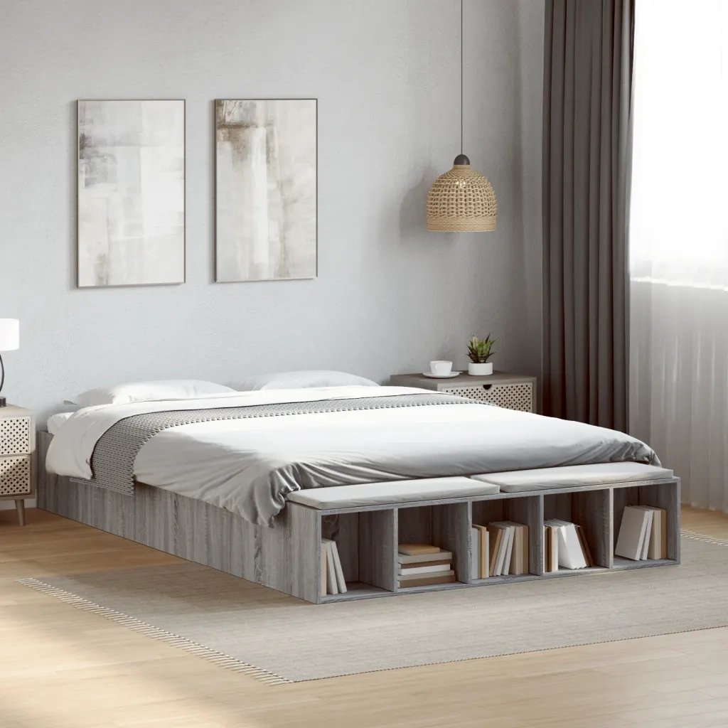 Giroletto-Struttura Letto Grigio Sonoma 140x200 cm in Legno Multistrato 470954