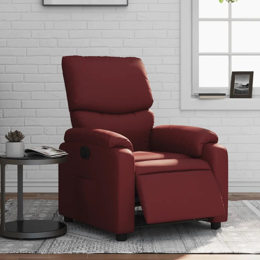 Poltrona | Sedia Relax Reclinabile Elettrica Rosso Vino in Similpelle