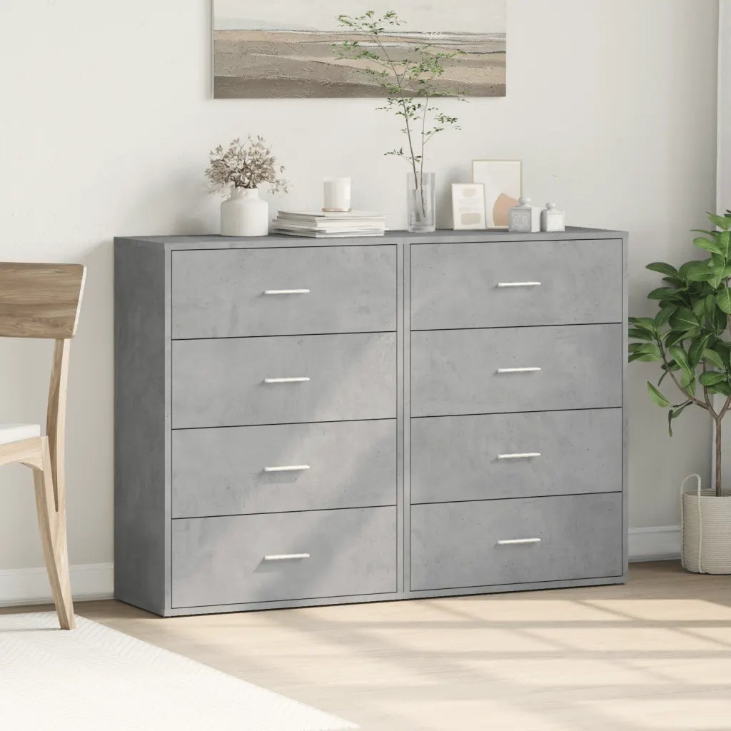 Credenze 2 pz Grigio Cemento 60x31x84 cm in Legno Multistrato 3276584